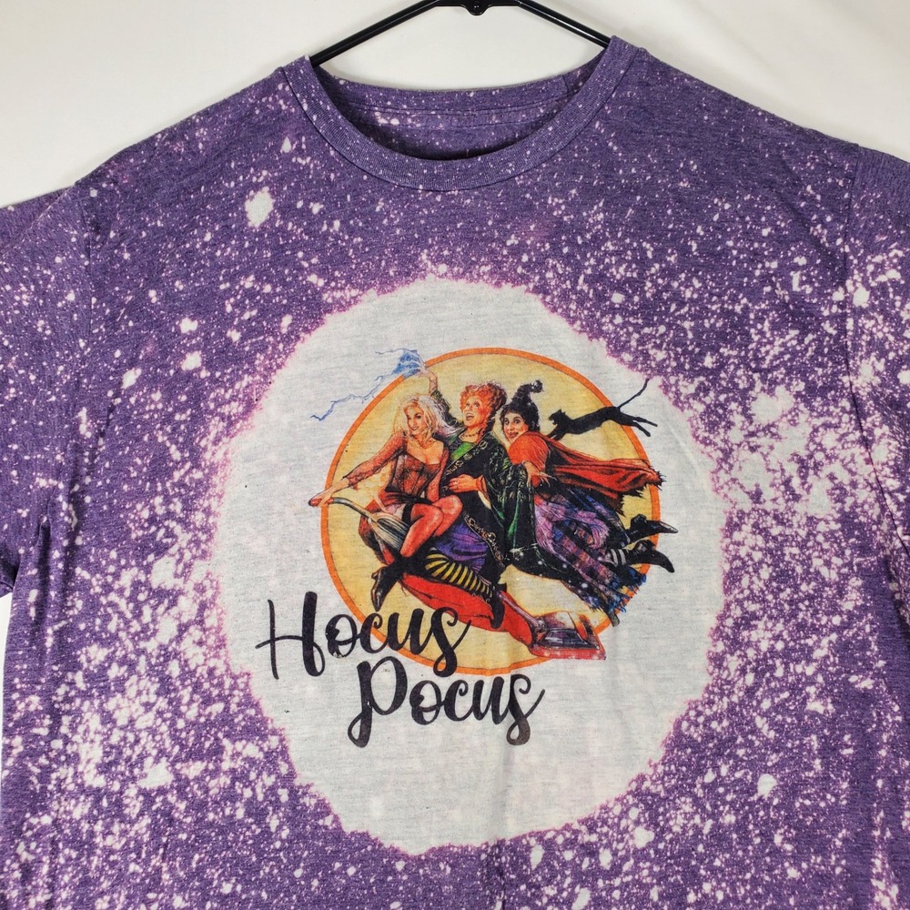 Hocus Pocus Sanderson Sisters Bleached Graphic Tee Purple Halloween Shirt L